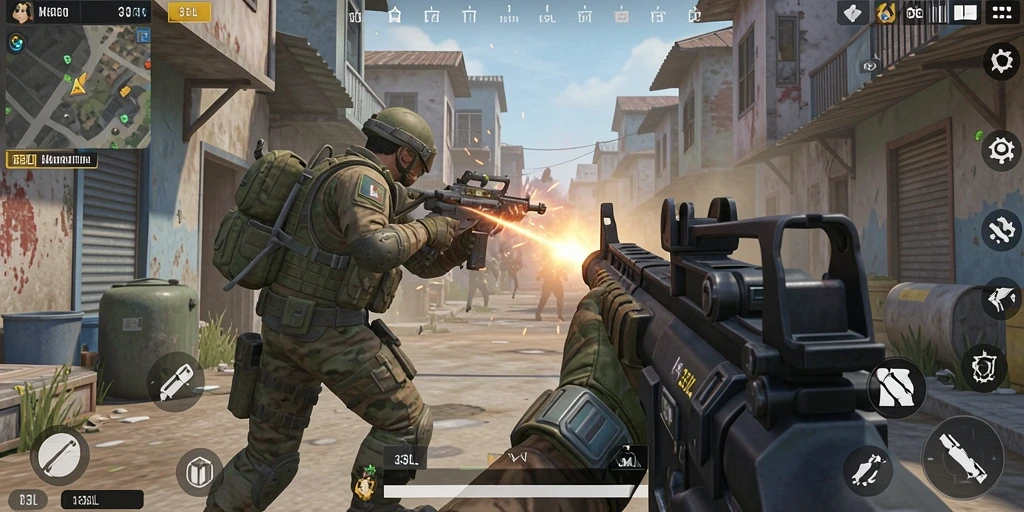 Tangkapan layar gameplay menunjukkan aksi tembak-menembak intens di 33L.