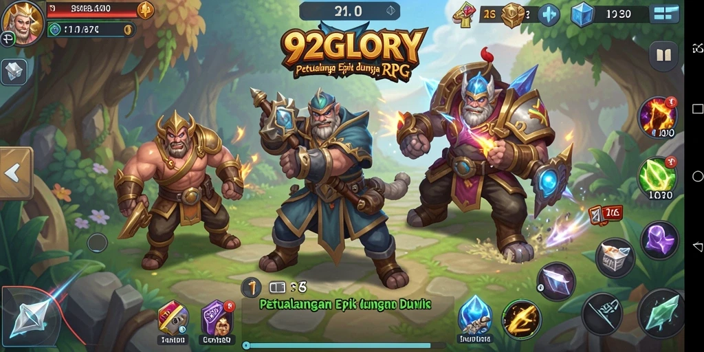 Tampilan petualangan menarik dalam gameplay 92GLORY.
