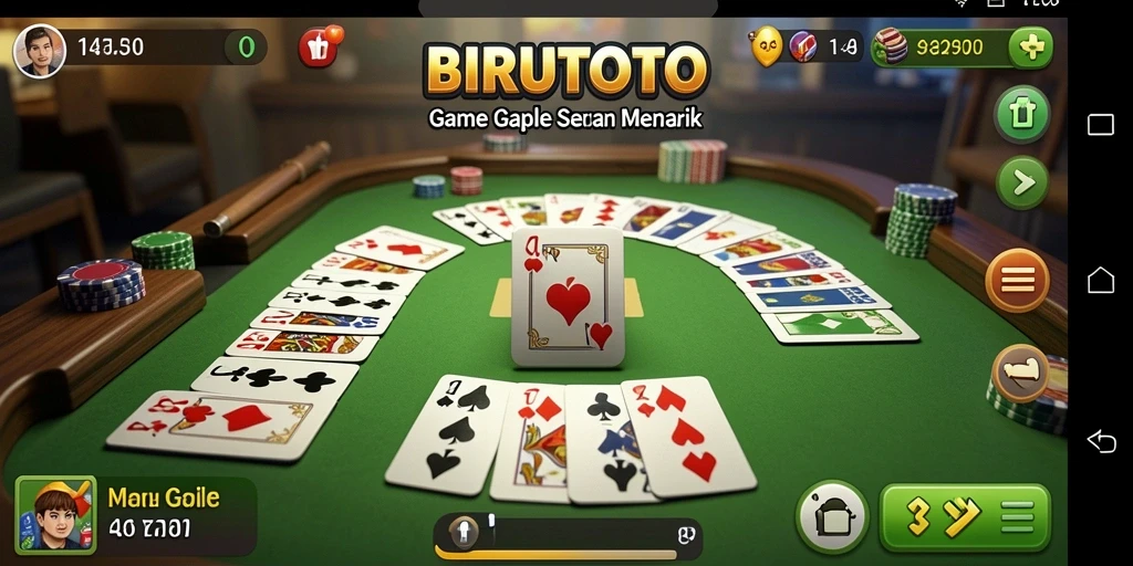 Tampilan gameplay seru BIRUTOTO dengan suasana Gaple.