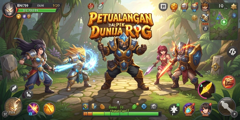 Tampilan screenshot BNI789 menampilkan aksi seru dalam pertarungan RPG.