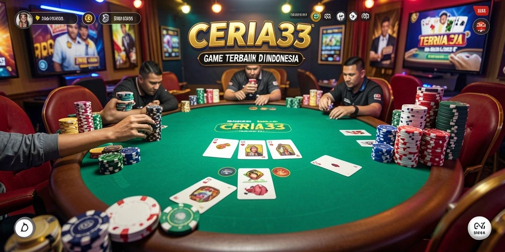 Screenshot gameplay CERIA33 menampilkan aksi seru permainan poker.