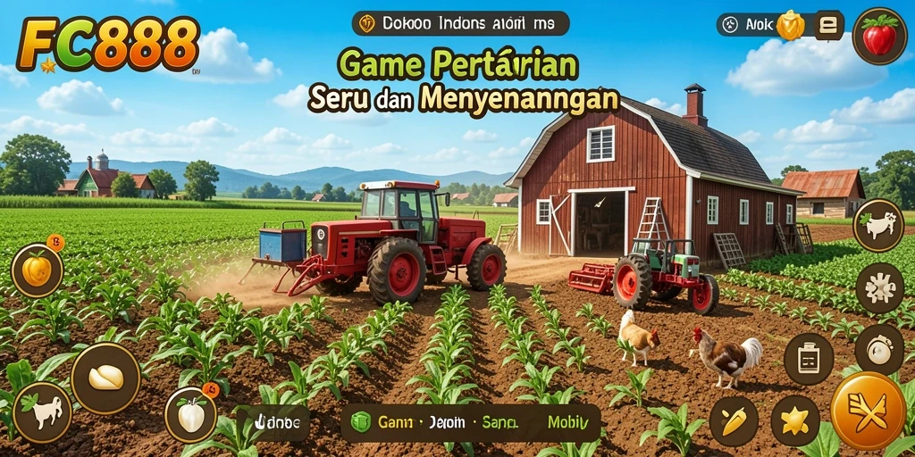 Screenshot utama FC888 menampilkan aktivitas pertanian yang seru dan interaktif.