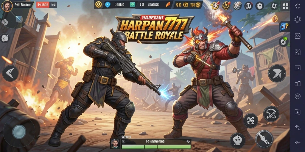 Tampilan seru dalam gameplay Battle Royale HARAPAN777 yang intens.