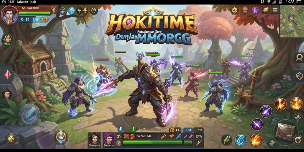 Tangkapan layar HOKITIME menampilkan aksi seru di dunia MMORPG.