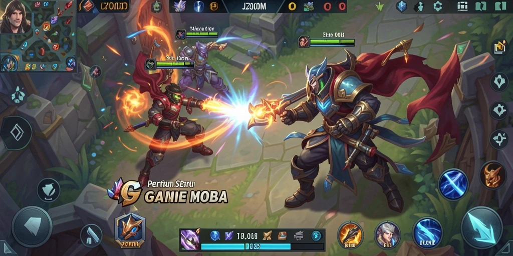 Tangkapan layar gameplay J200M yang menunjukkan aksi tim yang intens.