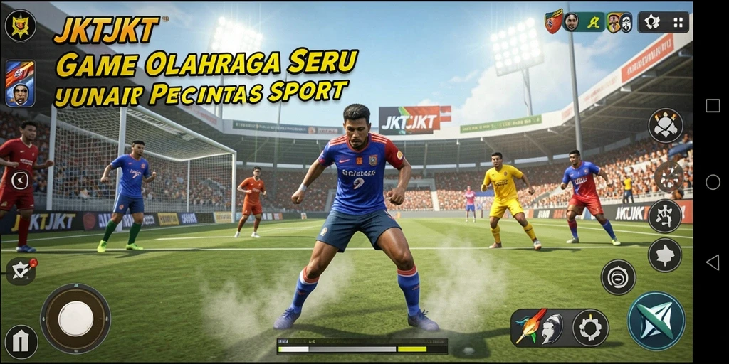 Tampilan gameplay JKTJKT yang dinamis dalam aksi olahraga.