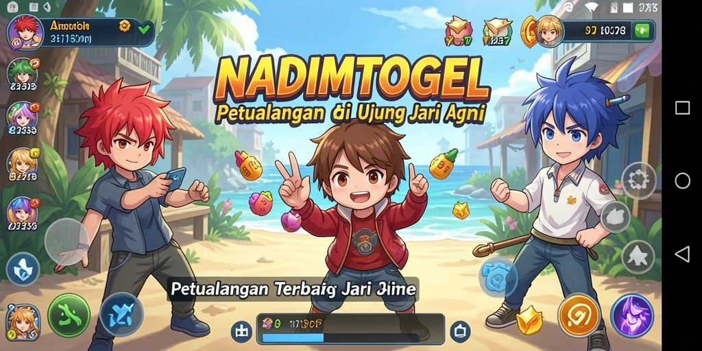 Gameplay NADIMTOGEL menampilkan karakter anime dalam aksi yang seru.