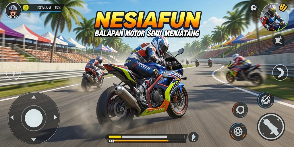 Gameplay seru di NESIAFUN dengan balapan motor yang menegangkan.