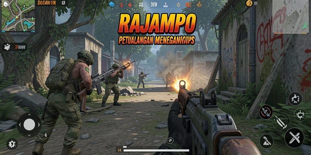 Tampilan gameplay seru dalam RAJAMPO yang penuh aksi.