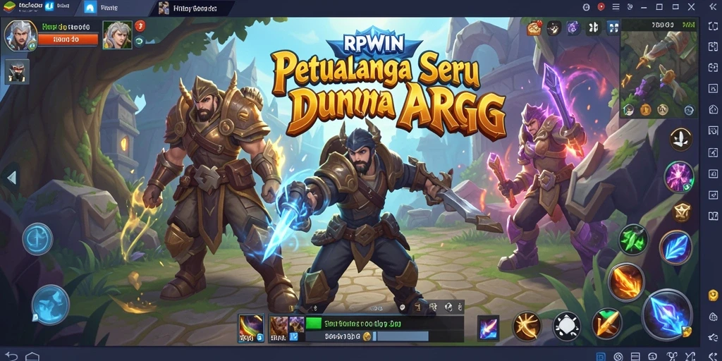 Screenshot utama RPWIN menampilkan aksi pertarungan mendebarkan dalam game ARPG.
