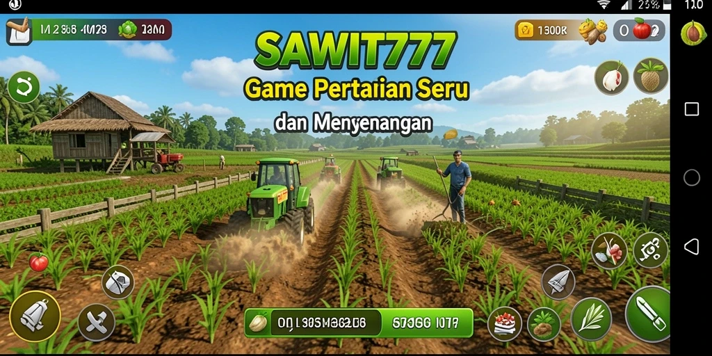 Screenshot gameplay SAWIT777 menampilkan pertanian sawit yang indah.