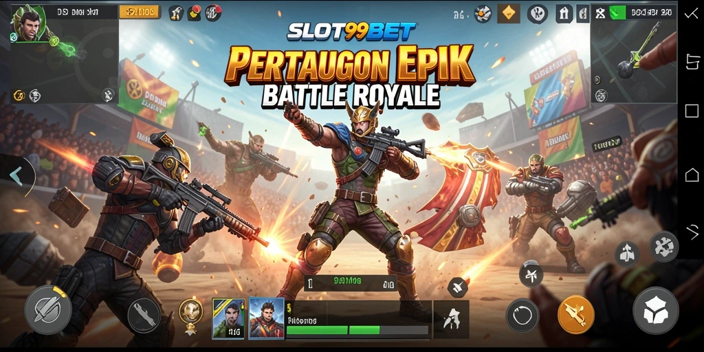 Tampilan gameplay SLOT99BET yang seru dan menegangkan dalam pertempuran Battle Royale.